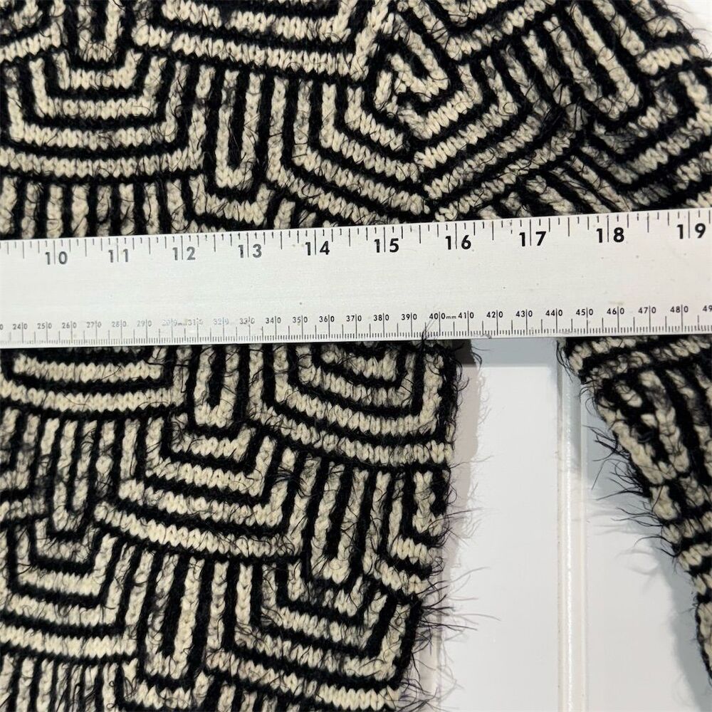 Katsumi Black White Geometric Fuzzy Knit Sweater Dress Tunic Long Sleeve Small - Picture 3 of 8